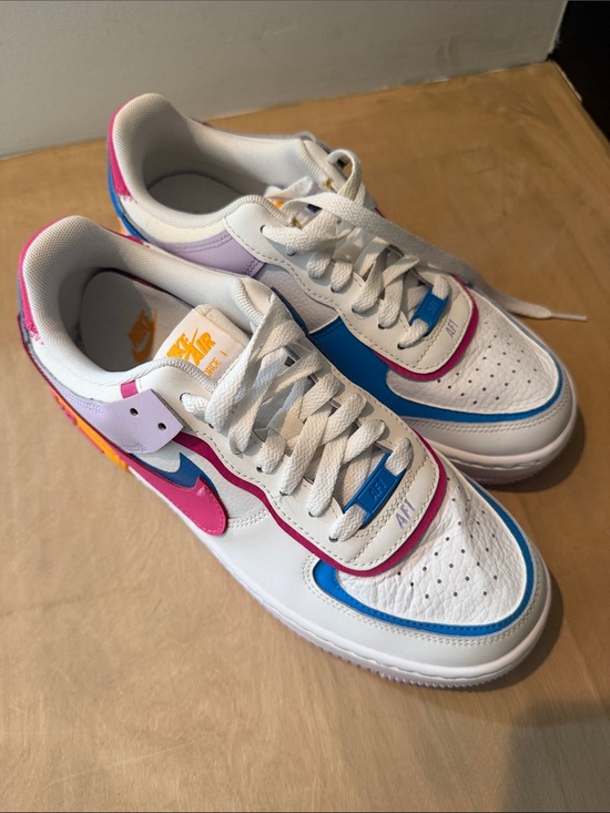 Nike Shoes - Nike White Low-Top Sneakers with Blue, Pink, Purple & Orange Accents